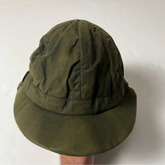 003 - WOMENS BARBOUR MADE IN ENGLAND WAXED OLIVE GREEN CAP HAT - Picture 5 of 5